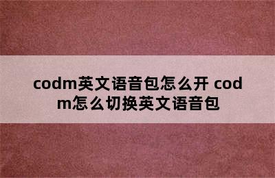 codm英文语音包怎么开 codm怎么切换英文语音包